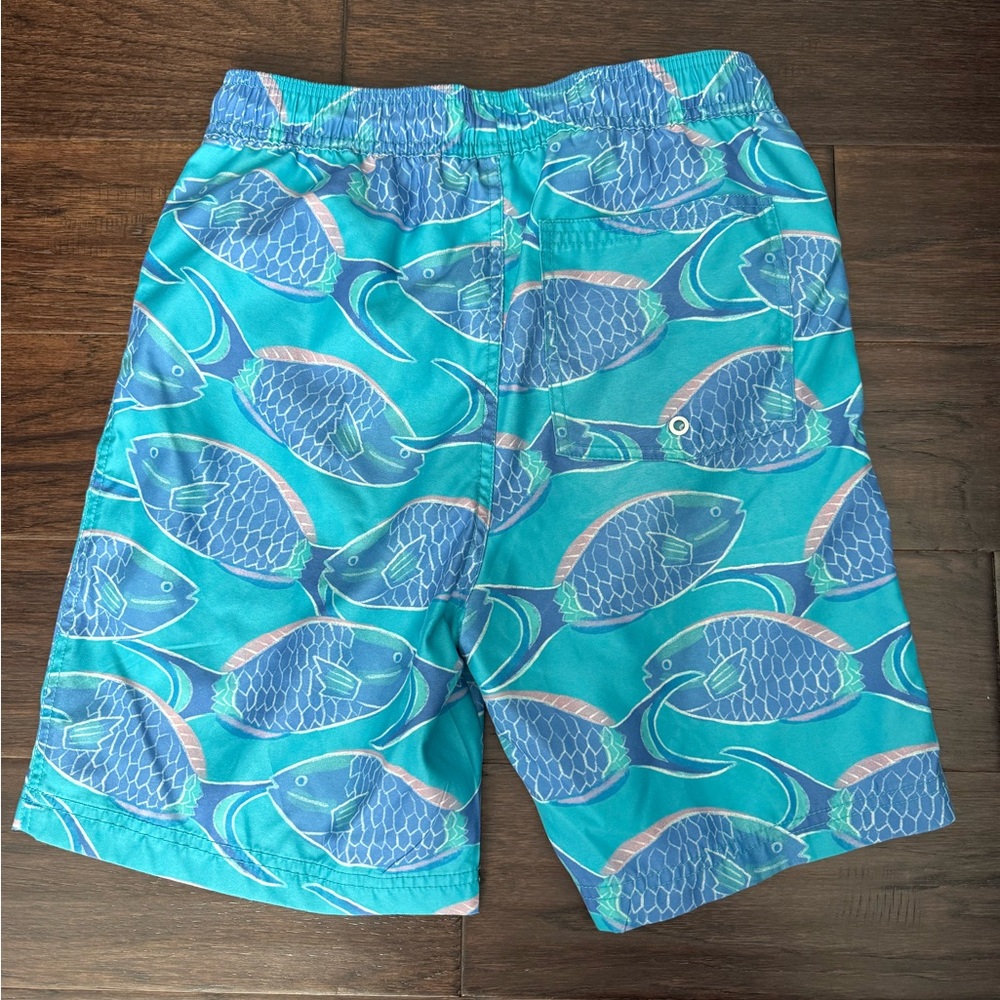 Tea Collection Aqua Fish Print Swim Trunks - Picture 2 of 7